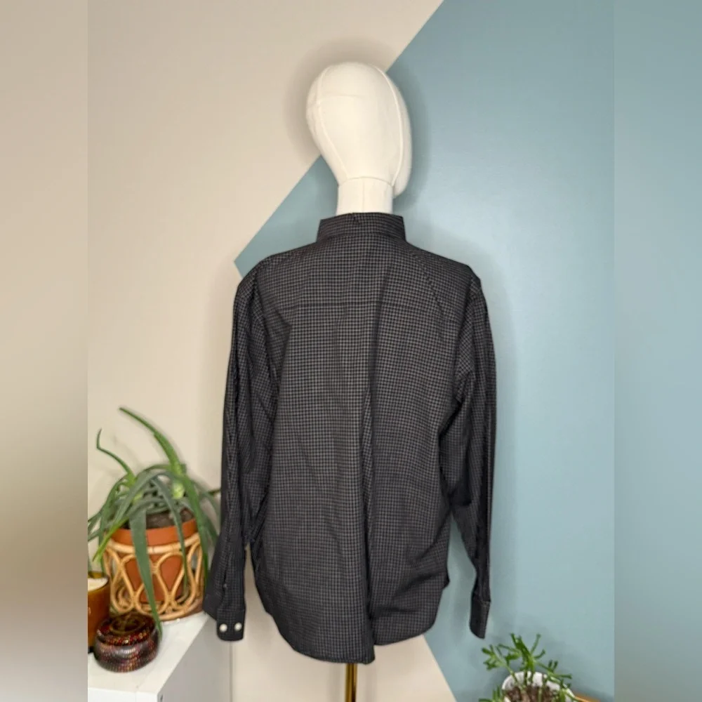 Lauren Ralph Lauren Women’s Black Grid Check Button Down Blouse Size L - Picture 5 of 13